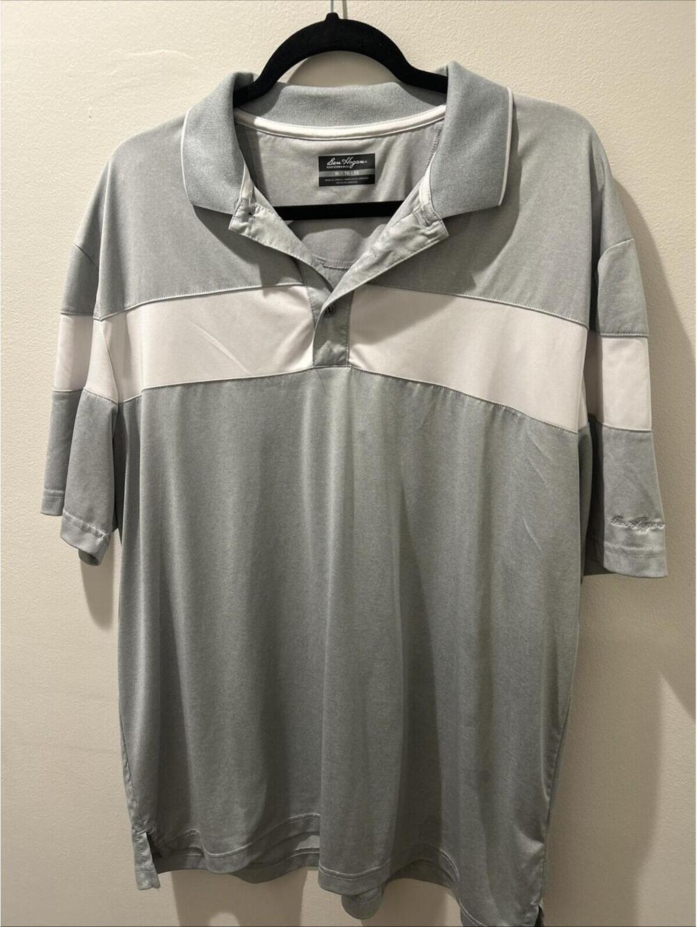 Ben Hogan Performance Polo Shirt Mens XL Blue Geometric Golf Stretch Moisture